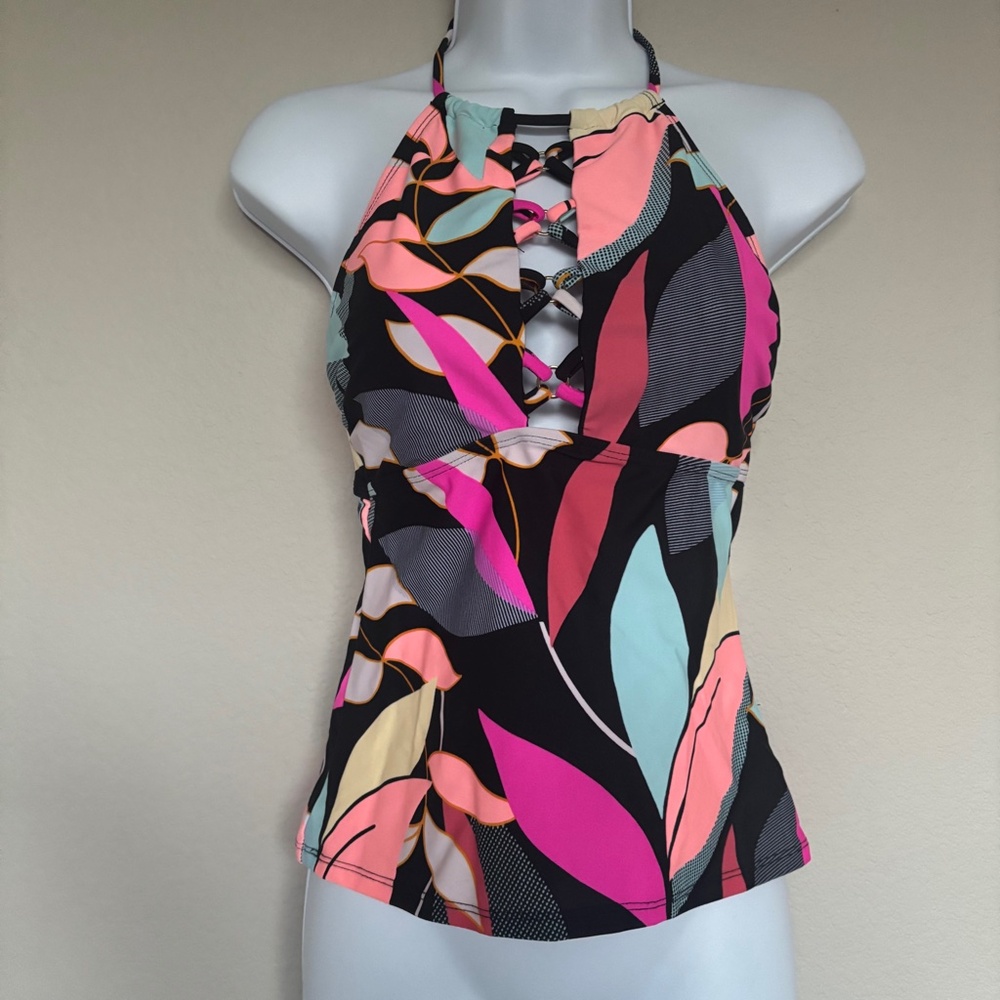Hula Honey Tankini Top Macy's Exclusively Ours Halter Slip-on Women's Size M NWT